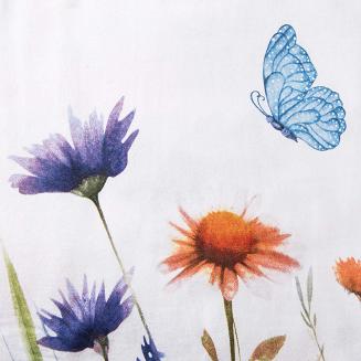 Pościel flanelowa FLANELOVE 220x200 kolorowa łąka kwiatów na białym tle