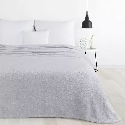 Koc narzuta LORI 200x220 Design91 srebrny miękki i puszysty