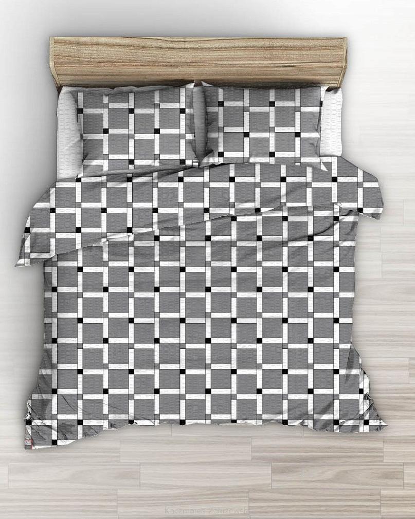 Pościel z kory 160x200 szara w asymetryczną kratkę