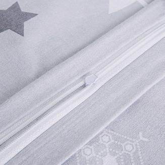 Pościel flanelowa FLANELOVE 180x200 szara skrzaty choinki gwiazdki renifery