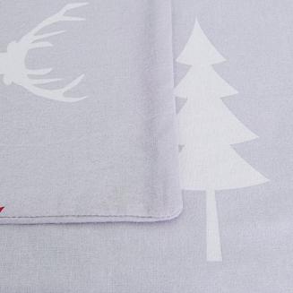 Pościel flanelowa FLANELOVE 180x200 szara skrzaty choinki gwiazdki renifery