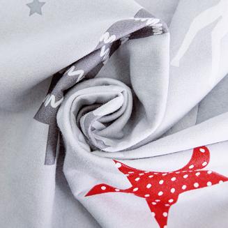 Pościel flanelowa FLANELOVE 180x200 szara skrzaty choinki gwiazdki renifery