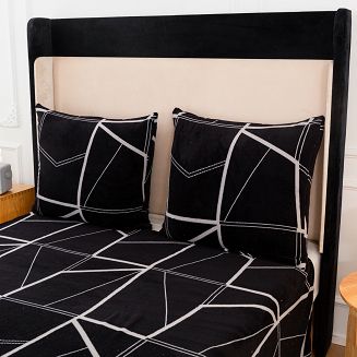 Pościel polarowa 220x200 welur czarna geometria