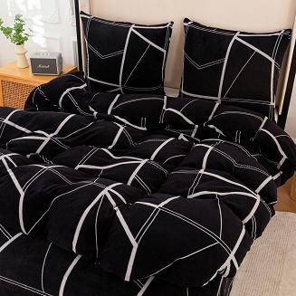 Pościel polarowa 220x200 welur czarna geometria