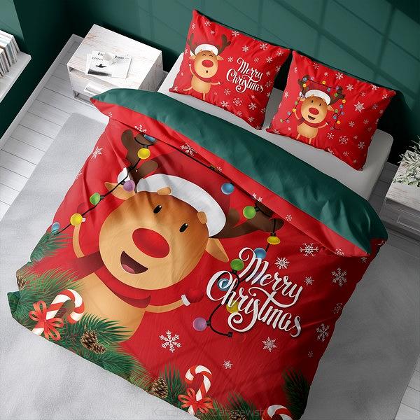 Pościel bawełniana świąteczna 200x220 wzór renifer rudolf