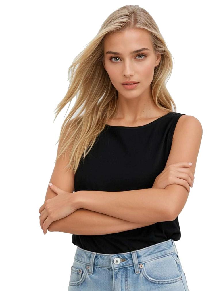 Koszulka damska na szerokich ramiączkach oversize Jakina czarna