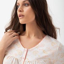 Koszula damska LUNA kod 82 ecru w łososiowe miodowe kopry