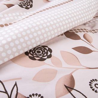 Pościel bawełniana COTTONLOVE 220x200 beżowa brązowa dekoracyjne kwiaty