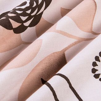 Pościel bawełniana COTTONLOVE 220x200 beżowa brązowa dekoracyjne kwiaty