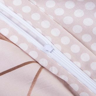 Pościel bawełniana COTTONLOVE 220x200 beżowa brązowa dekoracyjne kwiaty