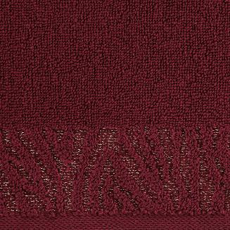 Ręcznik bawełniany z bordiurą przetykaną błyszczącą nicią MARGO 50x90 Eurofirany bordowy