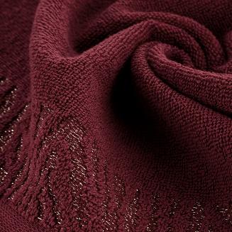 Ręcznik bawełniany z bordiurą przetykaną błyszczącą nicią MARGO 50x90 Eurofirany bordowy