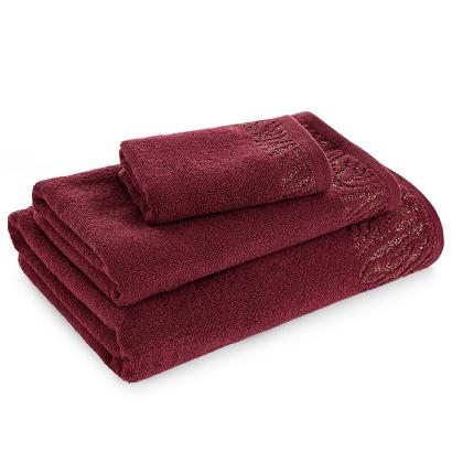 Ręcznik bawełniany z bordiurą przetykaną błyszczącą nicią MARGO 50x90 Eurofirany bordowy