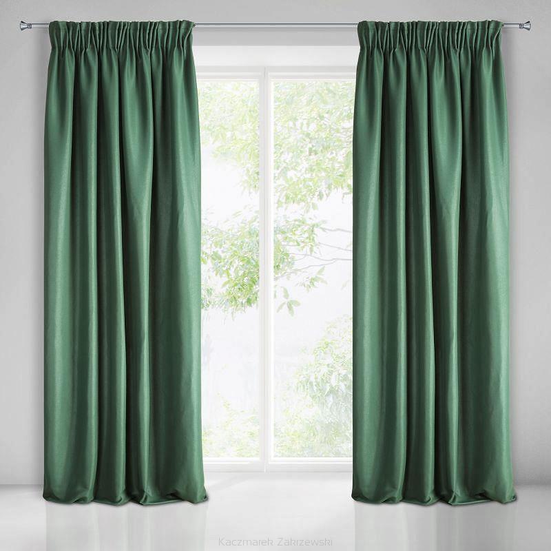Zasłona gotowa na taśmie AGGIE 140x270 Eurofirany ciemny zielony