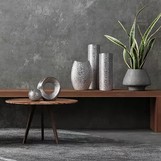 Świecznik dekoracyjny RISO 9x8 Eurofirany srebrny z efektem błyszczącej panterki