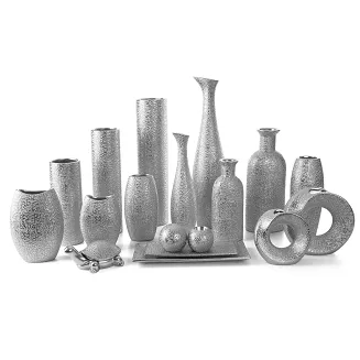 Świecznik dekoracyjny RISO 9x8 Eurofirany srebrny z efektem błyszczącej panterki