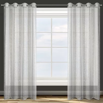 Zasłona gotowa na przelotkach MILY 140x250 Design91 biała / złoty nadruk