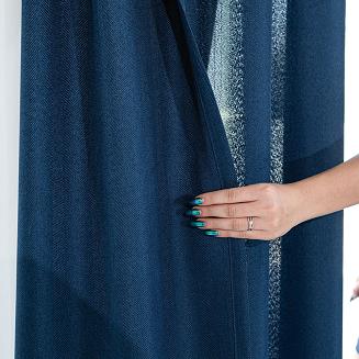 Zasłona gotowa na przelotkach JODEŁKA 140x250 niebieska