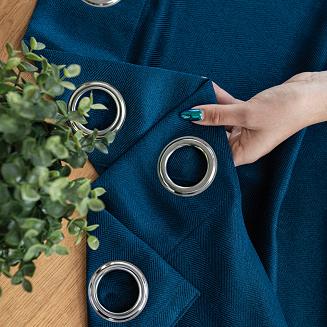 Zasłona gotowa na przelotkach JODEŁKA 140x250 niebieska