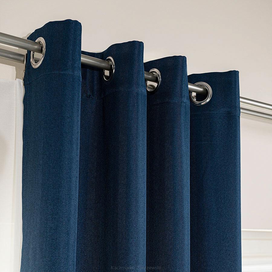 Zasłona gotowa na przelotkach JODEŁKA 140x250 niebieska