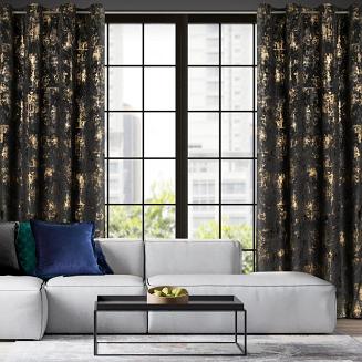 Zasłona gotowa na przelotkach TONIA 140x250 Eurofirany czarny/złoty