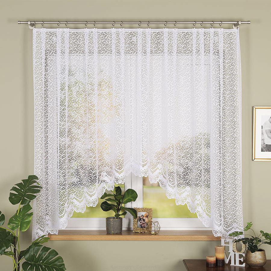 Firanka żakardowa gotowa na żabki BOGUMIŁA 300x160 biała