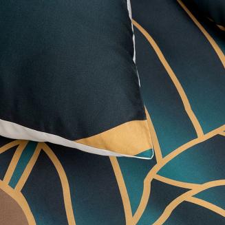 Pościel z makosatyny POS 160x200 Eurofirany ciemnozielony/złocisty