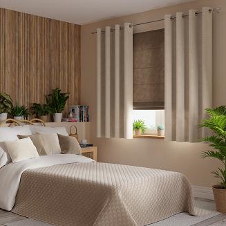 Zasłona gotowa na przelotkach VELVI 140x160 ciemnokremowa