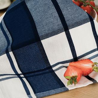 Ścierka kuchenna bawełna egipska KRATI 50x70 kratka biała granatowa