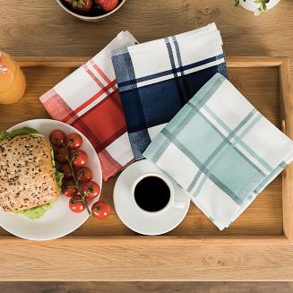 Ścierka kuchenna bawełna egipska KRATI 50x70 kratka biała granatowa