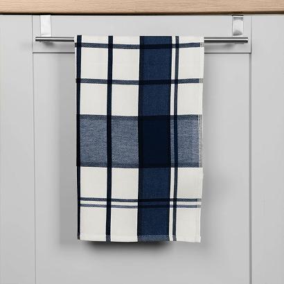 Ścierka kuchenna bawełna egipska KRATI 50x70 kratka biała granatowa