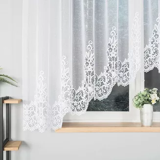 Firanka żakardowa gotowa na żabki BERENIKA 400x160 biała