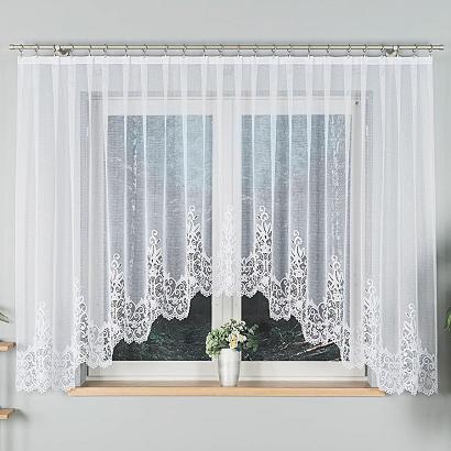 Firanka żakardowa gotowa na żabki BERENIKA 400x160 biała