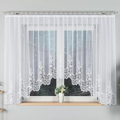 Firanka żakardowa gotowa na żabki BERENIKA 400x160 biała