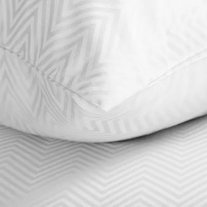 Pościel tencel ekskluzywna ALBA1 200x220 biała żakardowy geometryczny wzór błyszcząca nić