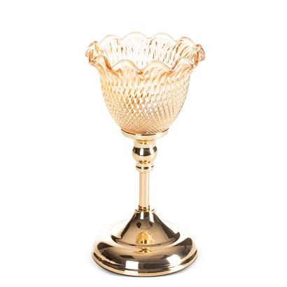 Świecznik dekoracyjny LUISA 13x26 Eurofirany złoty kielich na ozdobnej nóżce