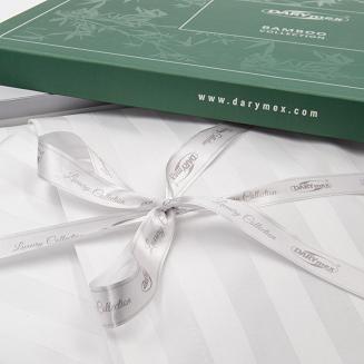 Pościel satyna bambusowo-bawełniana (P) STRIPE CORNFLOWER/220x200 +2x70x80 z listwą +4x40x40 BAMBOO