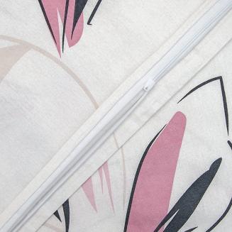 Pościel flanela 220x200 Darymex biała pudrowy róż liście