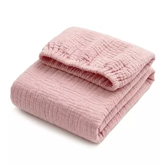 Prześcieradło muślinowe z gumką 60x120 bawełniane do łóżeczka niemowlęcego baby pink