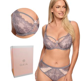 Biustonosz z koronką Semi-Soft Zuri 1288 półusztywniany grafitowy