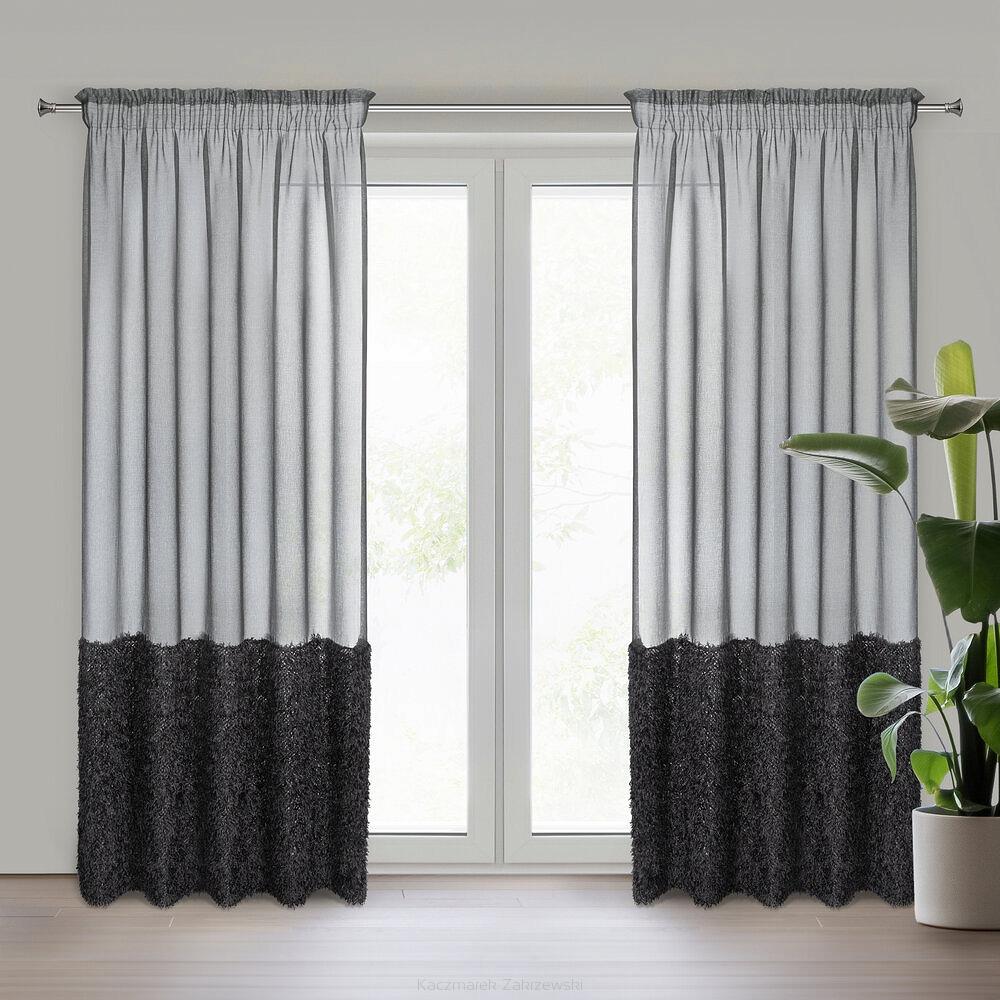 Firana gotowa na taśmie MARION 140x270 Eurofirany czarny