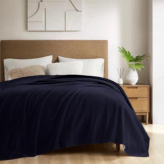 Koc bawełniano-akrylowy MONO 150x200 granatowy