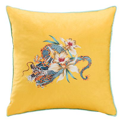 Poszewka dekoracyjna DF 43x43 Darymex orientalny motyw kwiatowy na miodowym tle