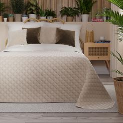 Narzuta dekoracyjna VELVI 170x210 pikowana w geometryczny wzór kremowa