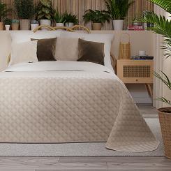 Narzuta dekoracyjna VELVI 170x210 pikowana w geometryczny wzór kremowa