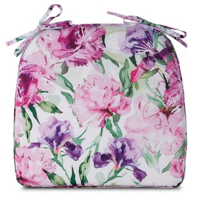 Poduszka na krzesło wodoodporna GARDEN 38x40x4 ogrodowa biała z motywem roślinnym