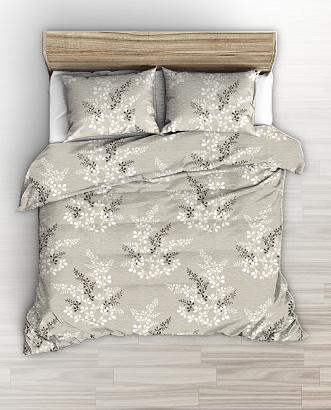 Pościel z kory 200x220 wzór gałązki na beżowym tle