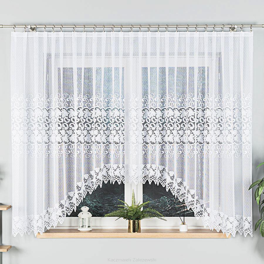 Firanka żakardowa gotowa na żabki HERNANI 410x160 biała