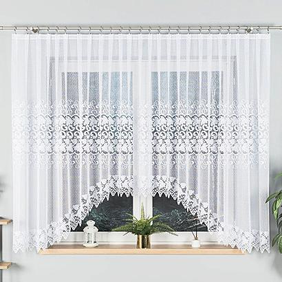 Firanka żakardowa gotowa na żabki HERNANI 410x160 biała