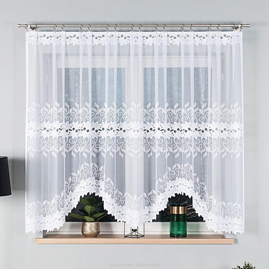 Firanka żakardowa gotowa na żabki BASTIA 300x160 biała